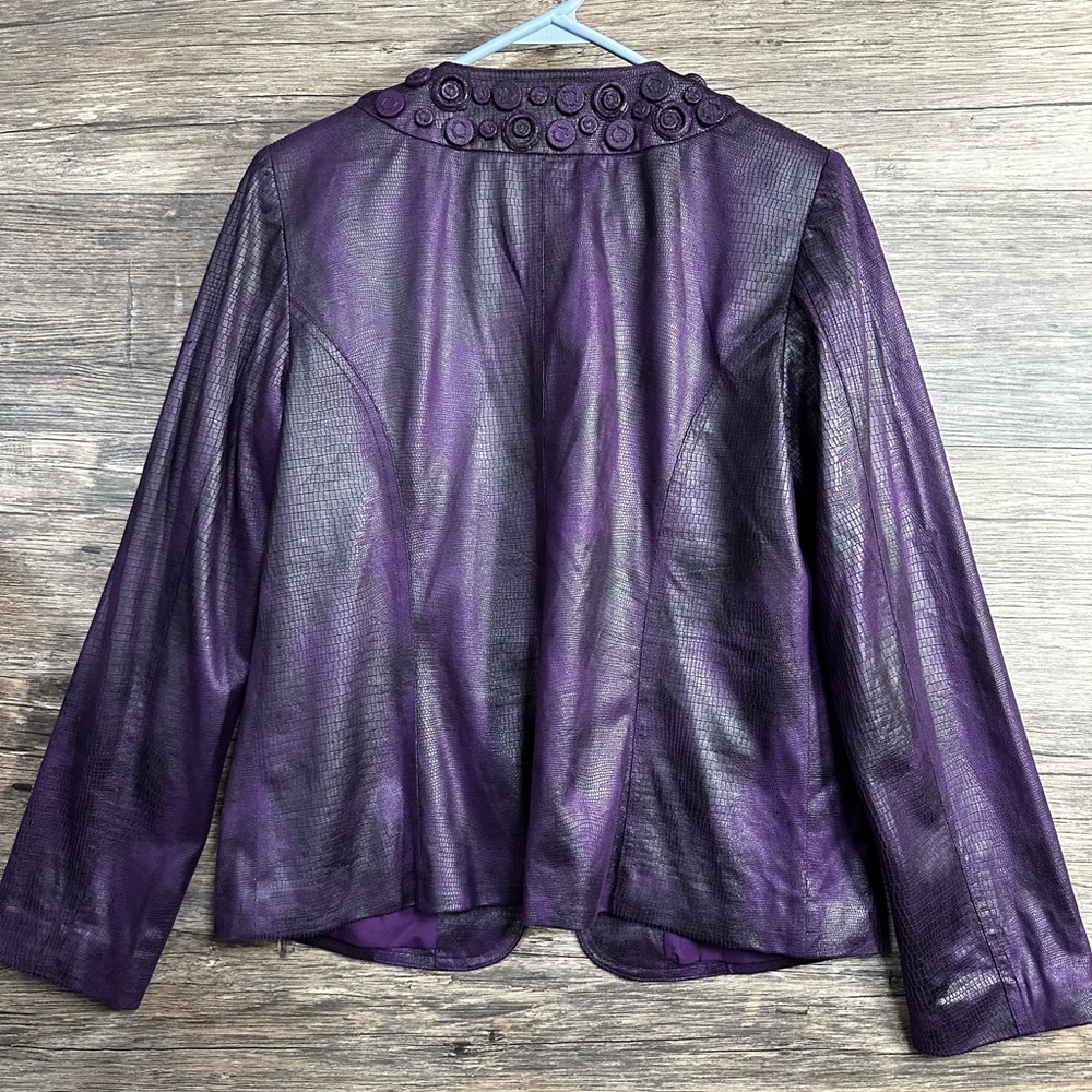Chico's Rich Purple Textured Blazer - Picture 2 of 7